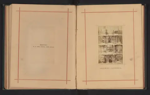Fotoreproductie van twaalf foto's van de kathedraal van Salisbury