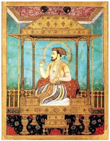 Shah Jahan op de pauwentroon