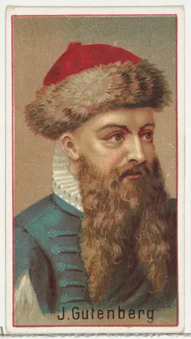 Johannes Gutenberg, printer's sample for the World's Inventors souvenir album (A25) for Allen & Ginter Cigarettes