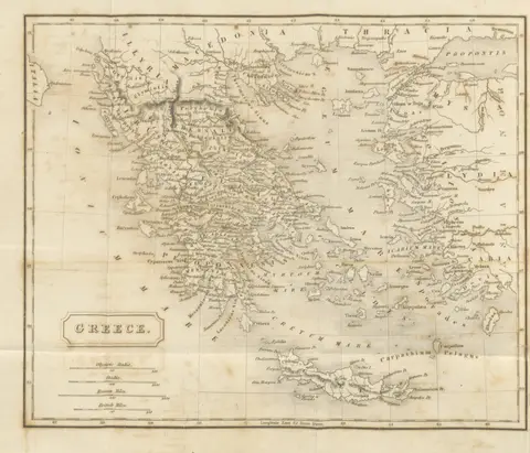 map from "The history of Greece, from the earliest state, to the death of Alexander the Great ... To which is added, a summary account of the affairs of Greece from that period to the sacking of Constantinople by the Othomans, etc".