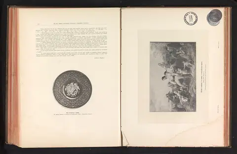 Fotoreproductie van een schilderij, voorstellende Boheemse boeren op de vlucht voor de Dertigjarige Oorlog Cesti sedláci na úteku v tricetileté válce (titel op object), RP-F-2001-7-749B-290