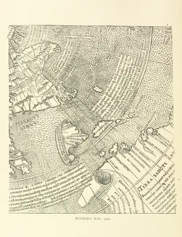 map from "John and Sebastian Cabot. A study ... Reprinted from the Narrative and Critical History of America, etc".
