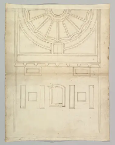Unidentified, ceiling plan (recto) Pont du Gard, perspective elevation (verso)