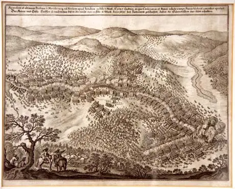 Old copper engraving of the Battle of Jankov