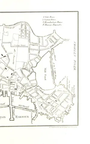 map from "History of the Boston Massacre, March 5, 1770, consisting of the narrative of the town, the trial of the soldiers, and a historical introduction containing unpublished documents of John Adams, etc".