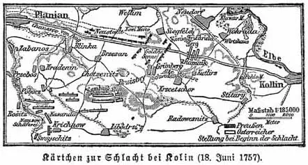 Kärtchen zur Schlacht bei Kolin (18.06.1757)