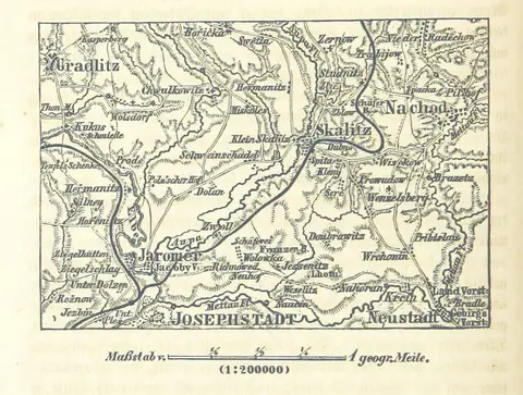 Umgebungskarte der Schlacht bei Skalitz