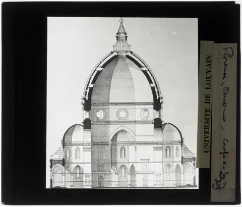 Filippo Brunelleschi. Koepel van de Basilica di Santa Maria del Fiore Doorsnede