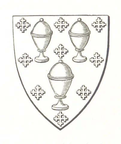 coat of arms from "A History of the Battle of Bannockburn fought A.D. 1314, with notices of the principal warriors who engaged in that conflict ... With map and armorial bearings".