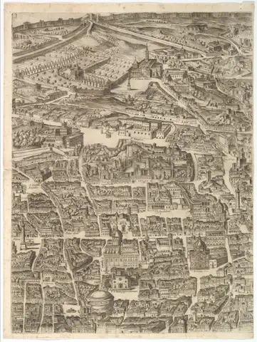 Plan of the City of Rome. Part 3 with the Santa Maria Maggiore, the Pantheon and Trajan's Column