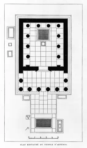 Reconstruction of plan of temple of Artemis at Epidaurus