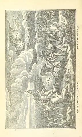 Battle of New Orleans from "[History of the late War, between the United States and Great Britain ... Illustrated with plates. Third edition, revised and corrected.]".