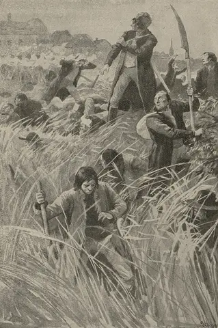 Retreat of peasants during the Battle of Chlumec nad Cidlinou (S. Hudeček)