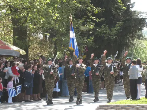 Military parade in Naousa Greece