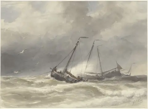 Ships on rough sea
