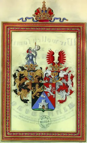 Emperor Ferdinand I elevates Joseph Oberhauser, the court council and administrator of chamber pensions in Trieste to the knightly state, awards him predicate Ritter von Hinneburg and coat of arms