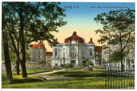 12639-Aussig-1911-Blick nach dem Neuen Stadttheater-Brück & Sohn Kunstverlag