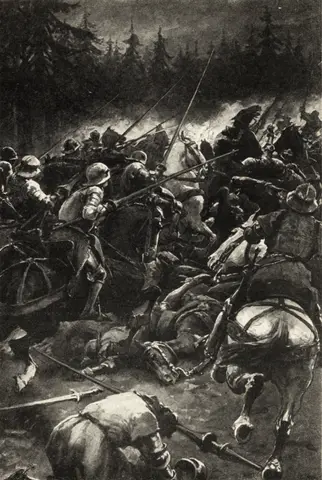Image from the battle of Poříčí nad Sázavou (novel Jan Žižkal, 1925)