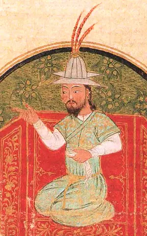 Timur seated (earliest known portrait), Timurid genealogy, 1405-1409, Samarkand (TSMK, H2152)
