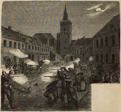Night fighting in Jičín, 28 June 1866
