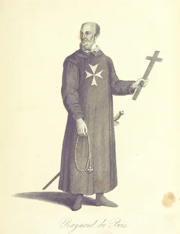 Raymond du Puy de Provence (1083–1160) from "Ancient and Modern Malta: containing a description of the ports and cities of Malta and Goza ... also, the history of the Knights of St. John of Jerusalem ... till the beginning of the 19th century ... With an appendix containing a number of authentic state papers, etc. [With plates and a chart.]".