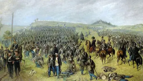 Adolf Zdrazila - Bouře Rakušanů na Kapellenbergu v bitvě u Trutnova 27. června 1866 (1890)