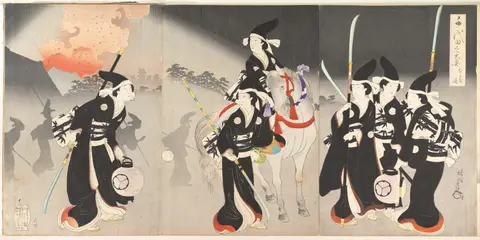 “Evacuation of the Ladies,” from the series The Inner Precincts of Chiyoda Castle (Chiyoda no Ōoku, Otachinoki)