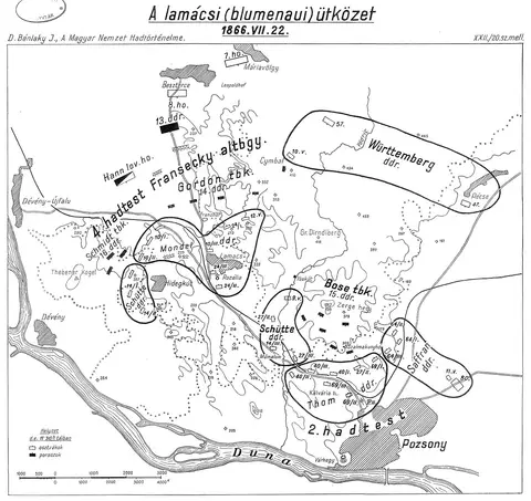 Battle of Lamač, 22 June 1866 - battle map