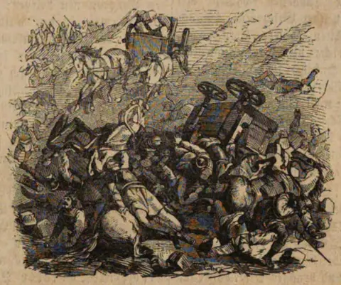 Žižka lets loaded wagons roll towards the enemy (Battle of Malešov)