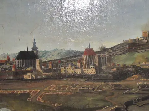 Veduta z obléhání Brna Švédy v roce 1645 - sv. Jakub a Tomáš