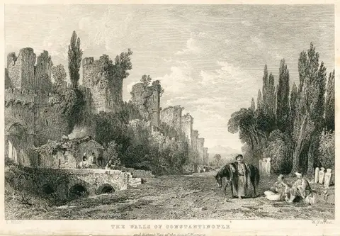 Engraving of the Walls of Constantinople by W. Forrest after T. Allom