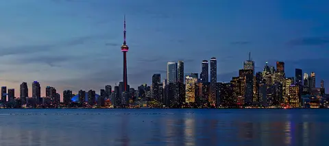 Sunset Toronto Skyline Panorama Crop from Snake Island