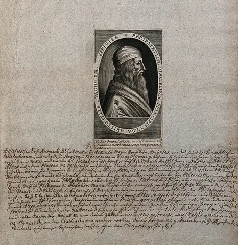 Aristotle. Line engraving.