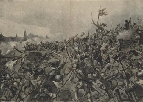 Švédský útok na Horskou bránu 24. října 1648 (H. Schüllinger)