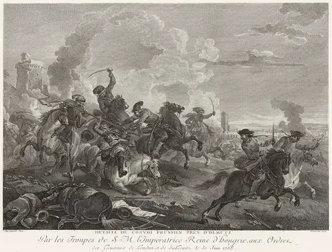 Austrian attack on the Prussian convoy near Olomouc, 30 July 1758 (Wien Museum)