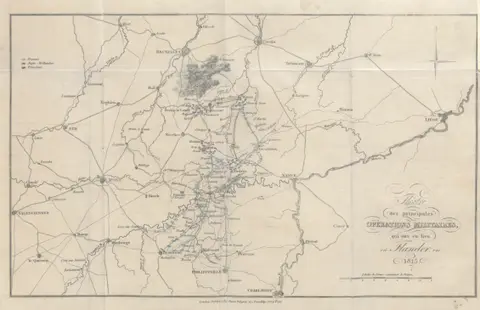 map from "The Campaign of 1815; or, a narrative of the military operations which took place in France and Belgium during the Hundred Days, etc".