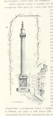 Monument to the Great Fire of London from "Inghilterra, Scozia e Irlanda. Opera illustrata con 494 incisioni, etc".