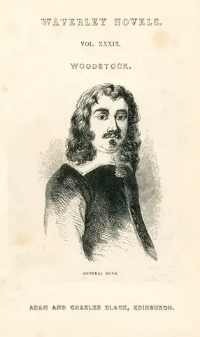 Engraved title page and frontispiece of Scott's Woodstock