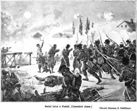 Night battle by Podoli 1866