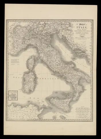 States of Italy with their Islands, Corsica, Sardinia, Sicily & Malta. Describing the new limits as confirmed by the Definitive Treaty of Paris