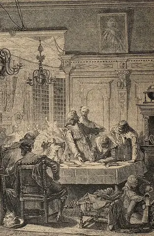 Feast of Waldstein's officers in Pilsen, 1634
