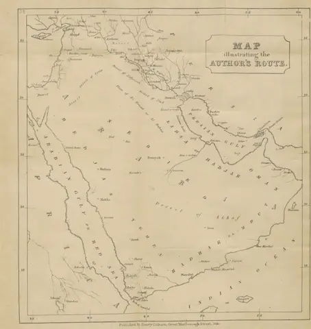 map from "Travels to the City of the Caliphs along the shores of the Persian Gulf and the Mediterranean: including a Voyage to the coast of Arabia, and a Tour on the Island of Socotra".
