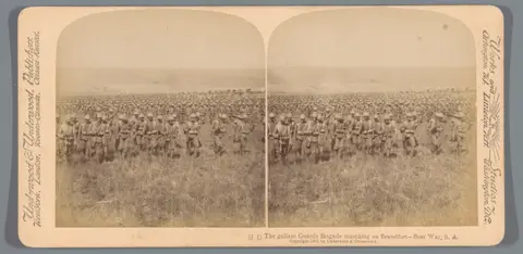The gallant Guards Brigade marching on Brandfort - Boer War, S. Africa
