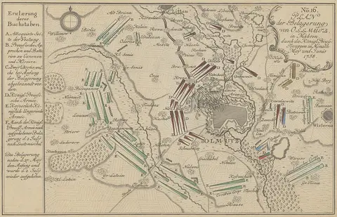 Siege of Ollmütz-Olomouc in 1758, Neues Kriegs-Theater oder Sammlung... (cropped)