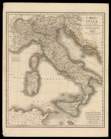 The states of Italy with their islands: Corsica, Sardinia, Sicily & Malta, describing the new limits as confirmed by the definitive Treaty of Paris 1815 / published by J. Wyld