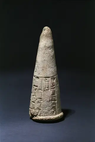 Sumerischer Tonkegel (Bau-Urkunde des Gudea zur Errichtung eines Tempels in der Stadt Girsu)