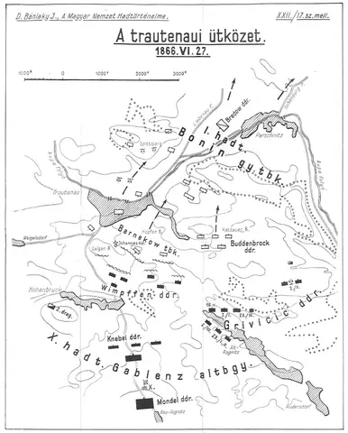 Battle of Trautenau, 27 June 1866 - battle map