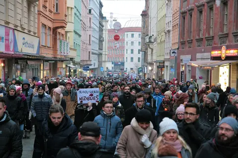 Brno, Nechceme zpět 90. léta, pochod za Jána a Martinu 2018-03-02 (4467)