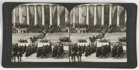 Stereoskopi. Innsetting av President Roosevelt, Washington, USA.