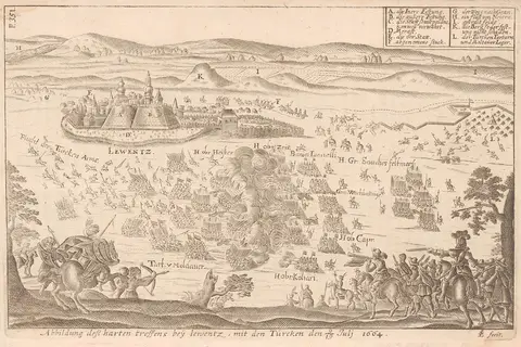 Lukas Schnitzer - Picture of the battle of Lewentz (Levice), 9-19 July 1664